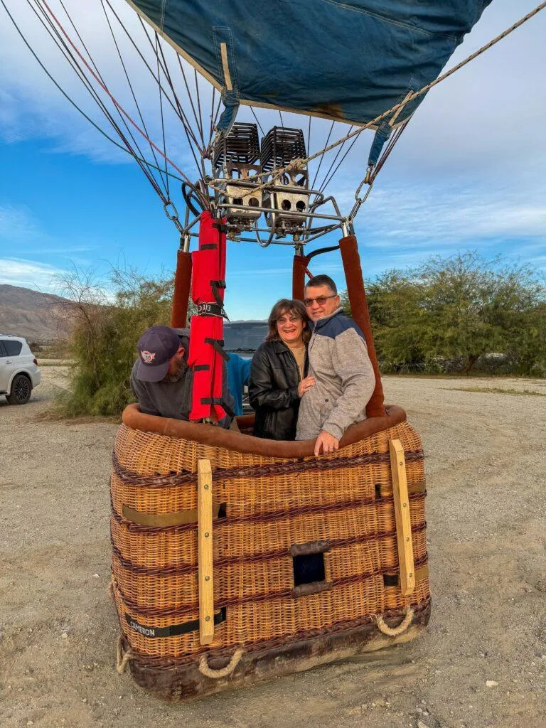 Passengers on a private hot air balloon flight over Tennessee