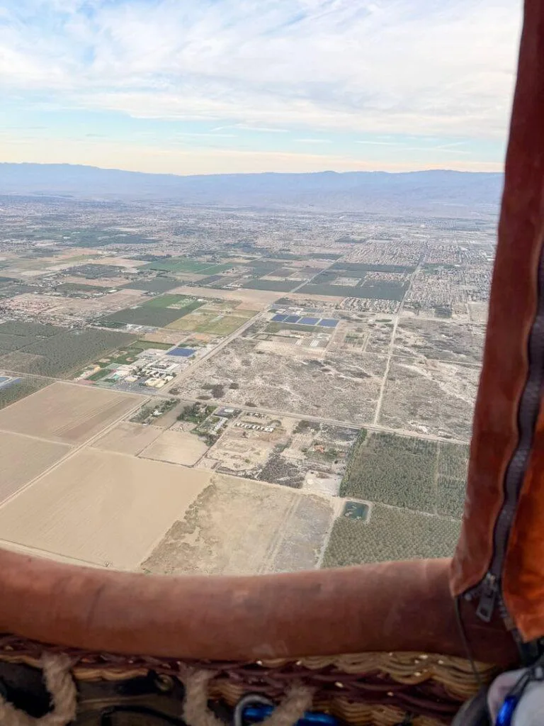 Aerial view of Nashville-area farmland from a hot air balloon