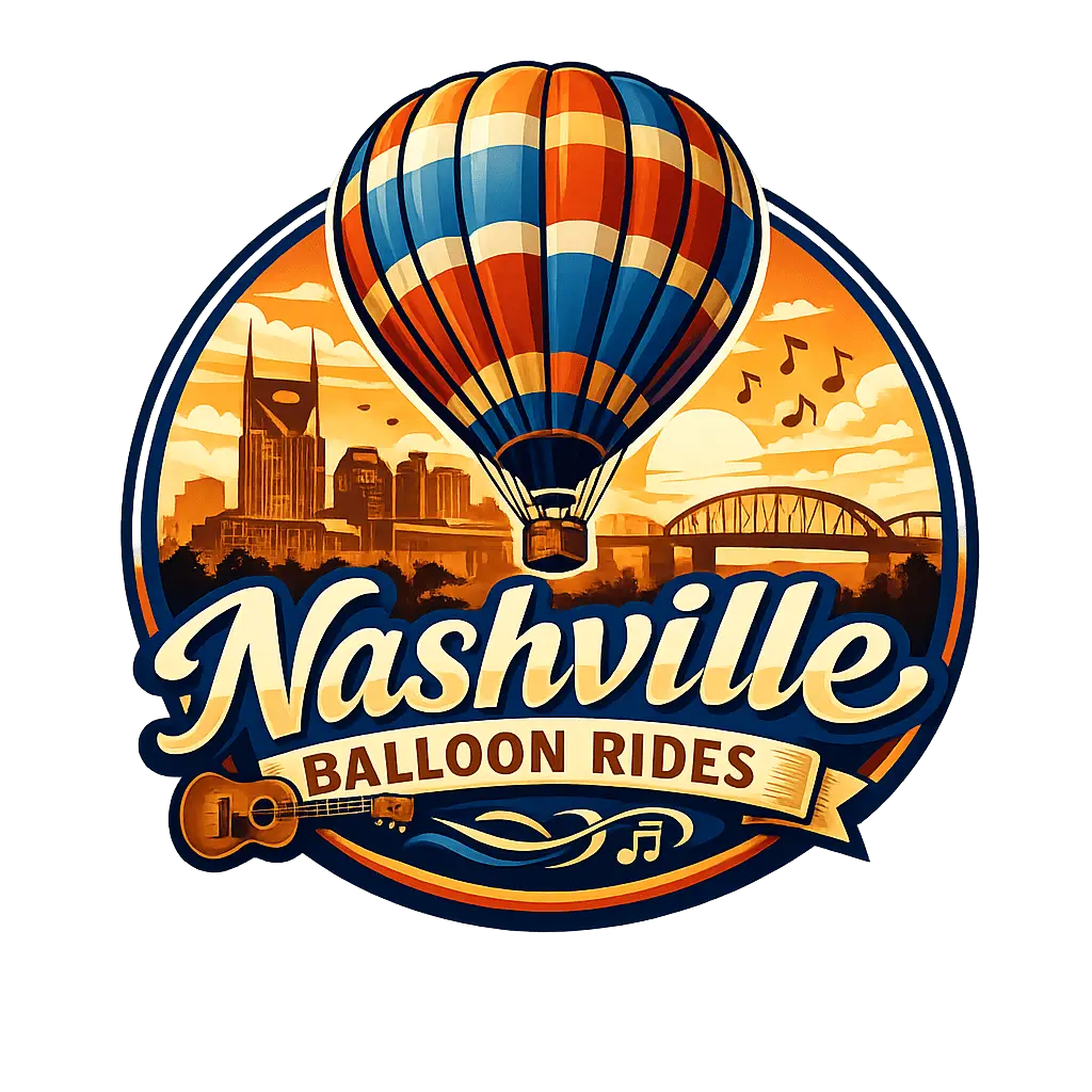 Nashville Balloon Rides &mdash; hot air balloon logo with Nashville skyline